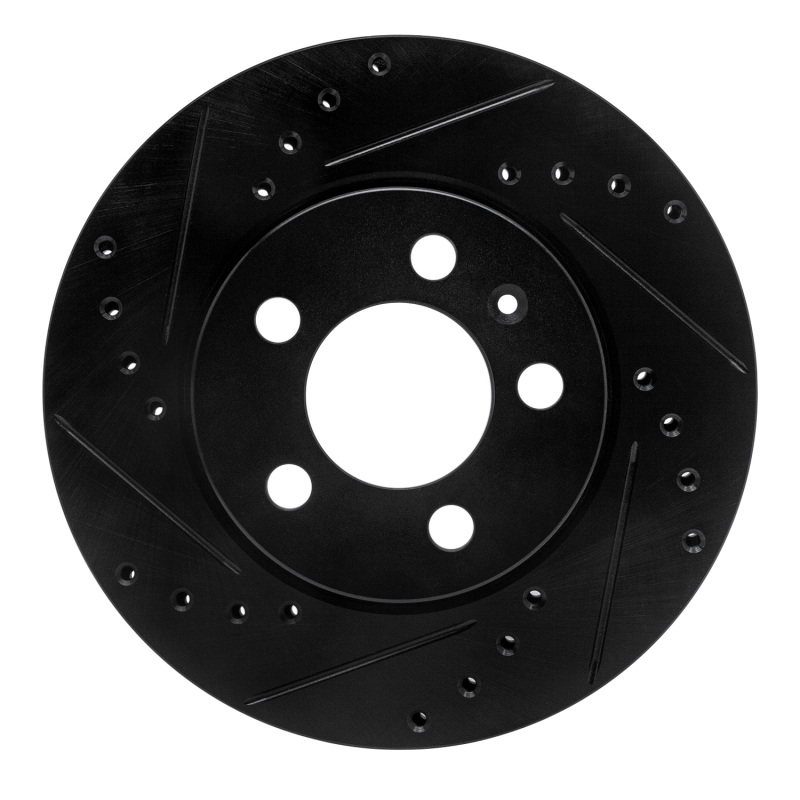 Volkswagen VENTO Brake Rotor (1) - Front Left - R1 Concepts - Drilled & Slotted - Black - `03-`18